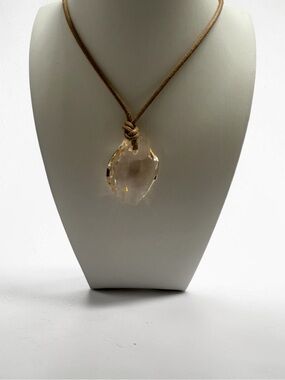 Swarovski Crystal Pendant Necklace in Champagne with Rope Cord